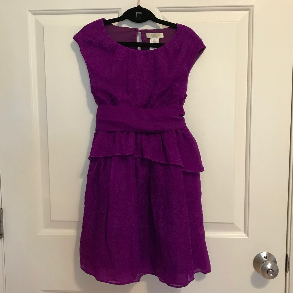 Violet Floral Detailed J.Crew Dress with Sash